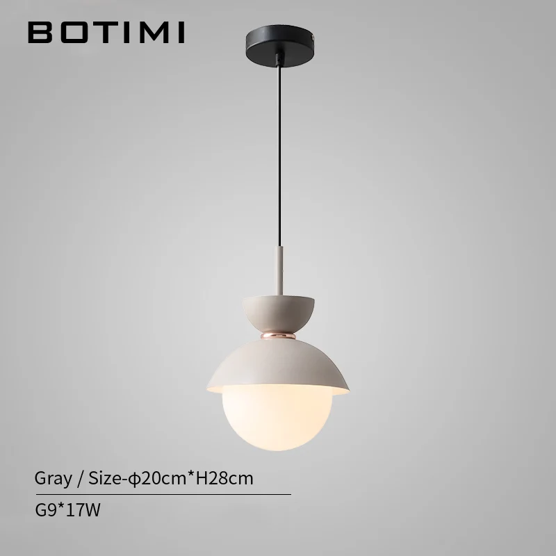 Gray BOTIMI Modern LED Pendant Lights With Glass Lampshade For Dining Room Colorful Restaurant Hanging Kitchen Lighting Fixtures - Цвет корпуса: Gray
