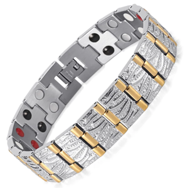 SG bracelet Ювелирные изделия Rainso подарок на день рождения для мужчин пара золотое покрытие оздоровительный Германий сталь био магнитный браслет из нержавеющей стали OSB-065 - Окраска металла: SG bracelet