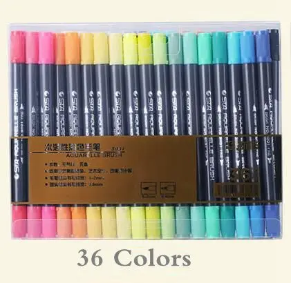 36 Colors 12/24/36/48 Цвета/коробка маркер для белой доски предметы для скрапбукинга мягкий акварель кисти ручки для эскиза искусство рисования маркеры манги канцелярских принадлежностей - Цвет: 36 Colors