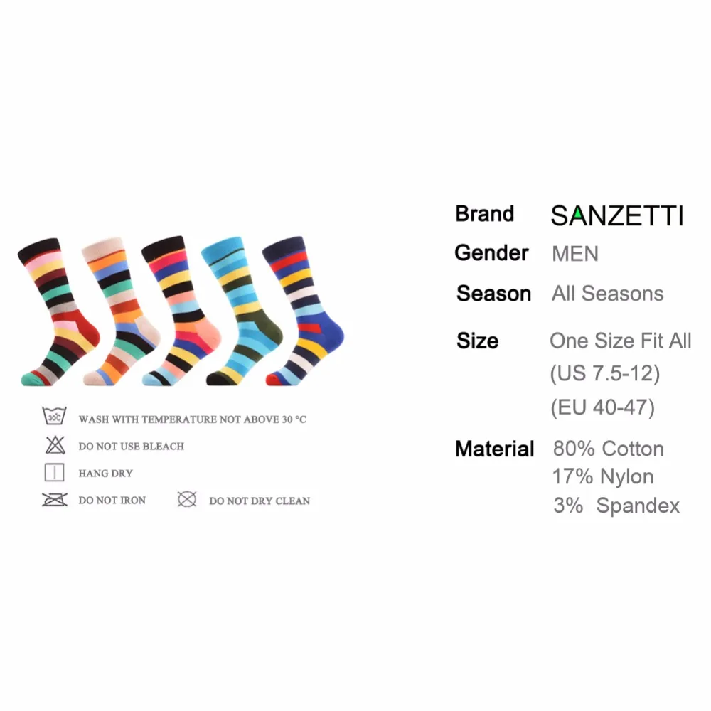 SANZETTI 5 пар/лот Подарочная коробка Новинка мужские чесаные хлопчатобумажные