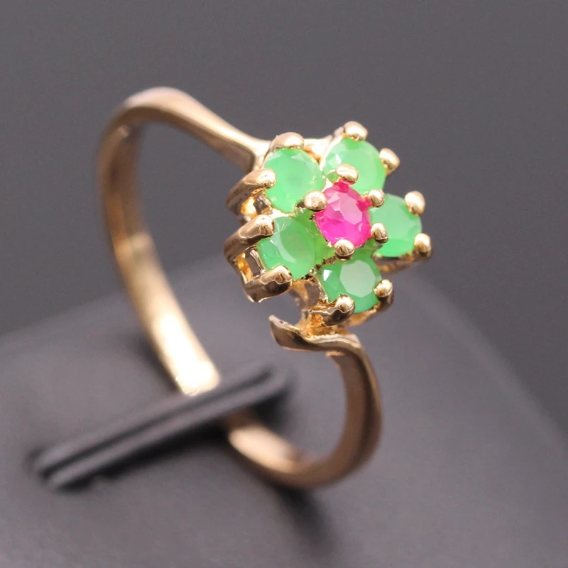 GZJY модное красное и кольцо с зеленым Цирконом золотого цвета трендовые кольца