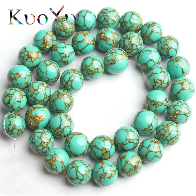 

Green Turquoises Stone Beads Round Loose Beads Natural Stone For Jewelry Making DIY Bracelets 15''Strand 4/6/8/10/12mm