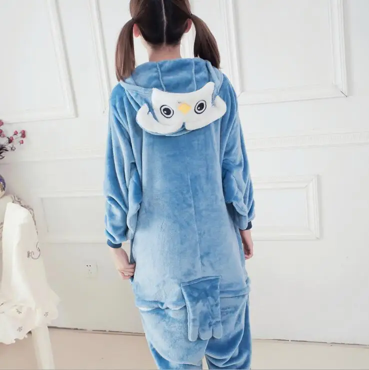 Autumn Winter Couple Flannel Pajamas Set Cartoon Sleepwear Lovers Long Sleeve Warm Sleepsuit Night Owl Lovely Clothes | Тематическая