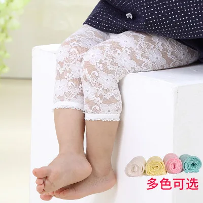 Кружевные леггинсы для девочек новые модные тонкие штаны с кружевом малышей