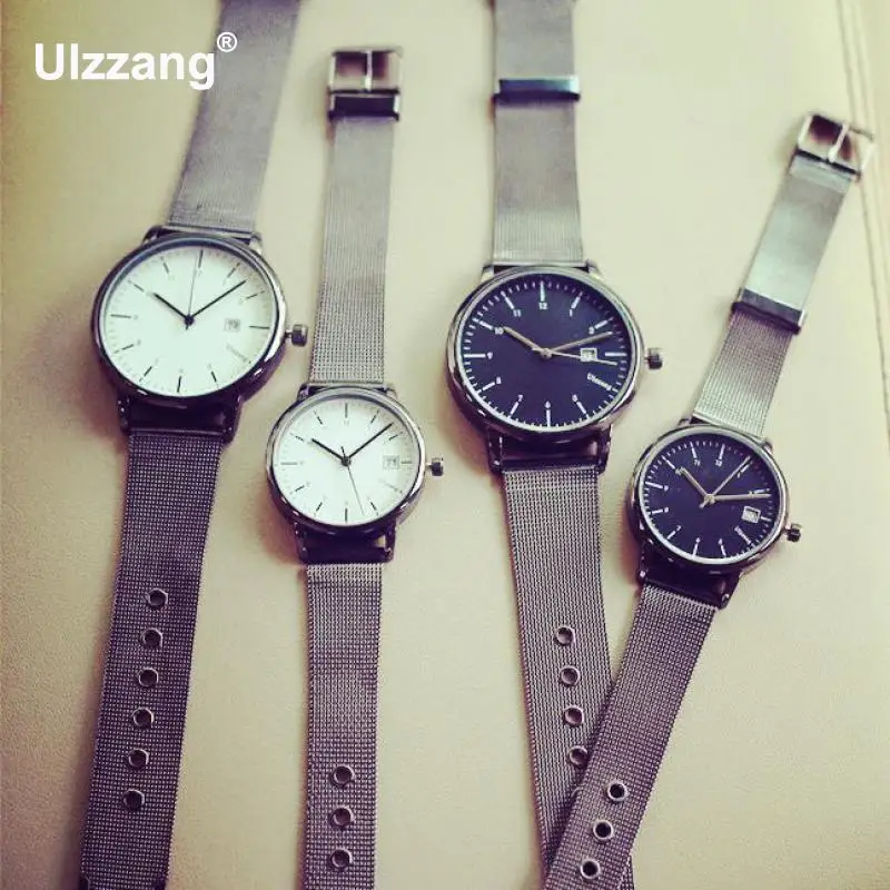 Кварцевые наручные часы для мужчин и женщин кварцевые из нержавеющей стали с