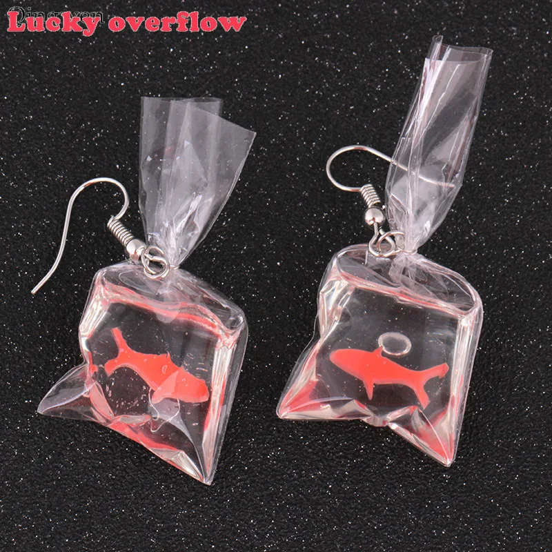 Женские серьги подвески в виде рыбки с карманом для воды|Серьги-подвески| |