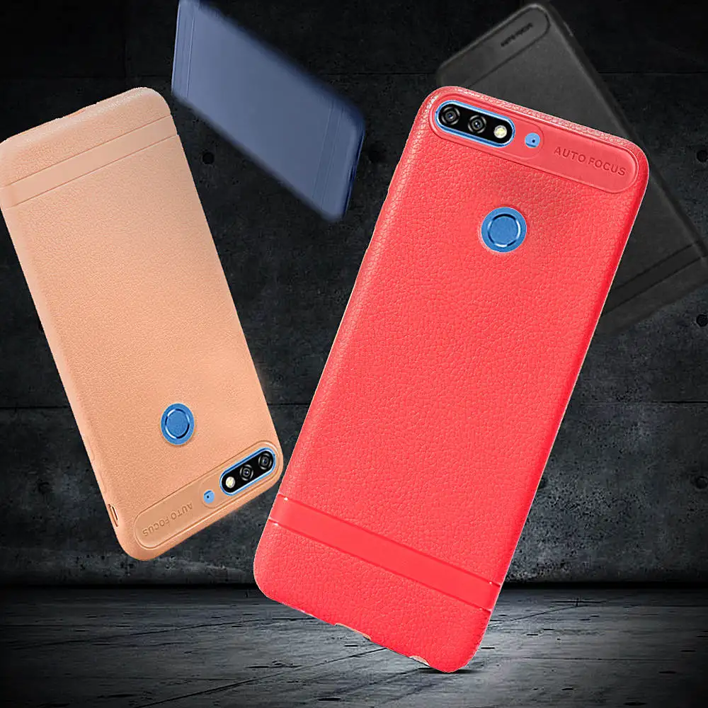 Для huawei honor 7c Y7 Y3 Y5 nova 2 lite Чехлы однотонные простые зернистая кожа ТПУ Мягкий Чехол