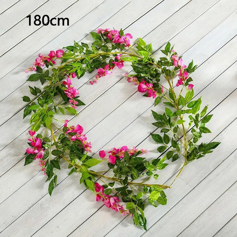 2pcs pink Искусственный венок, гирлянда, шелковая Гортензия, вициния, Висячие Цветы с листьями, искусственный мех, для внешнего сада, H0045 - Цвет: 2pcs pink