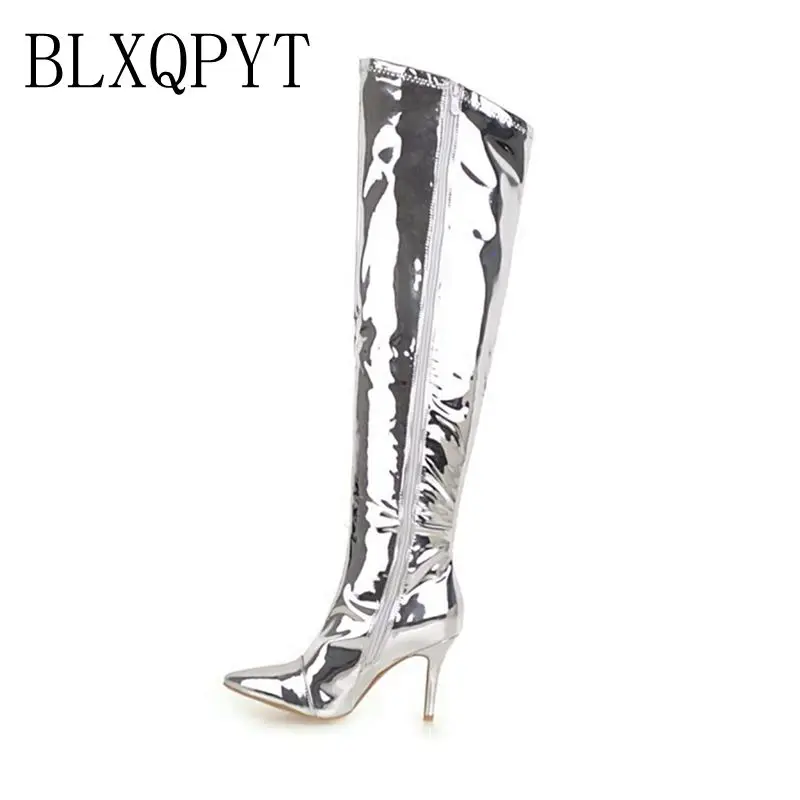 BLXQPYT Botas Mujer большой размер 30 48 брендовый дизайн сексуальные сапоги выше колена на