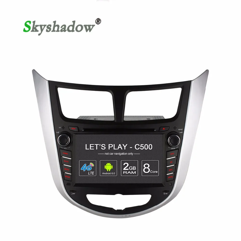 Ownice c500 1024*600 Android 6.0 dvd плеер Автомобиля 8 Core Для Hyundai Solaris Акцент Синий Отношение GPS