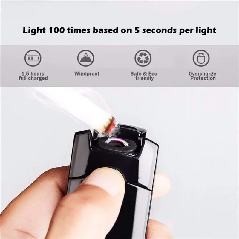 Горячий металл электрические зажигалки USB Перезаряжаемые Ветрозащитный