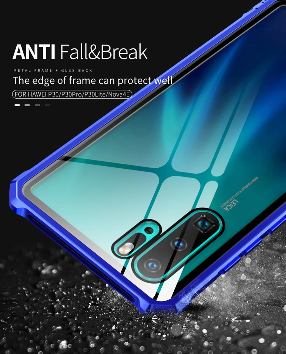 Роскошный металлический чехол для телефона huawei P30 Pro Lite, противоударный корпус, бампер и 9H стекло, задняя крышка huawei P30 Pro, чехол s On