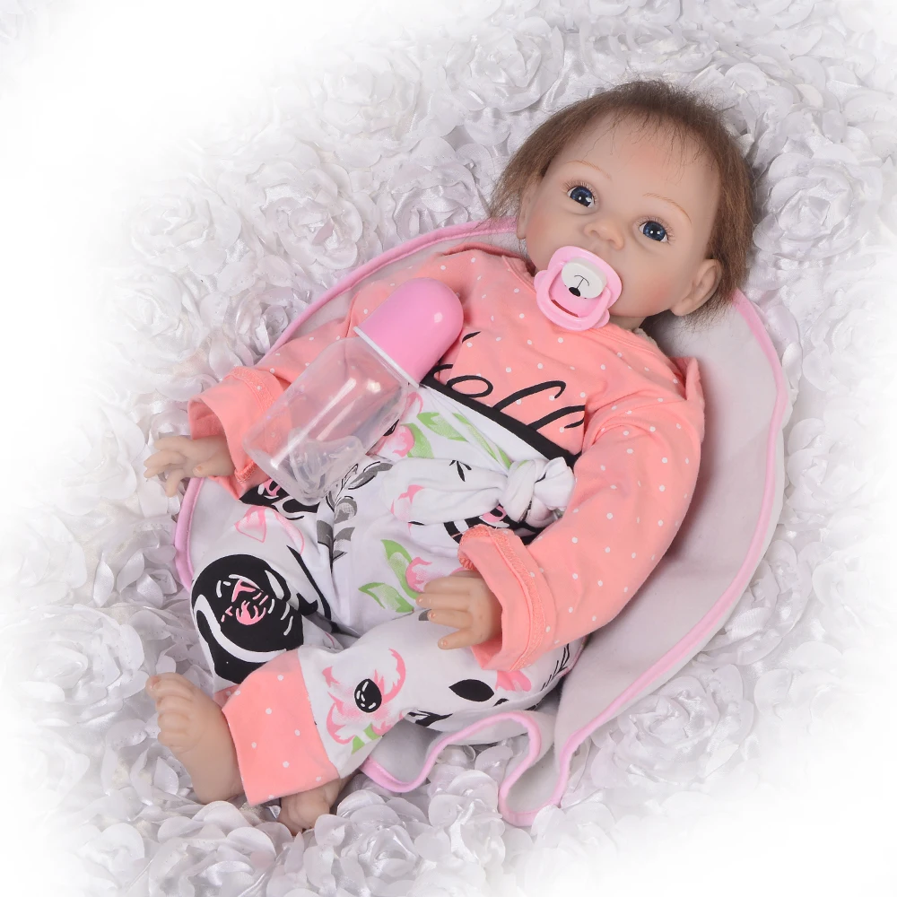 Мода 55 см Reborn Toy мягкий силиконовый пупсик для девочки 22 ''реалистичные Baby Doll