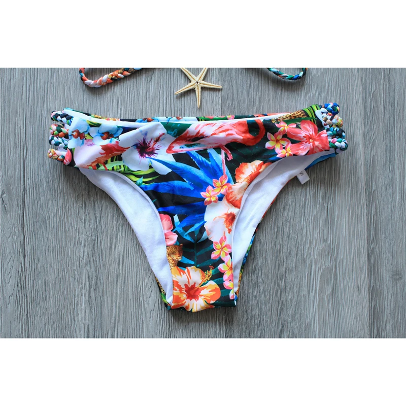 Bikini 2019 Swimwear Women Printing Bandge Swimsuit Sexy Push Up Set Low Waist Thong Beach bathing suit women biquini |