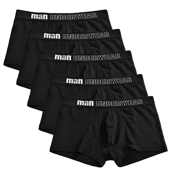 Black 5pcs 5 шт., хлопковое Мужское нижнее белье, боксеры с буквенным принтом, мужские трусы-боксеры, мужские трусы-боксеры - Цвет: Black 5pcs