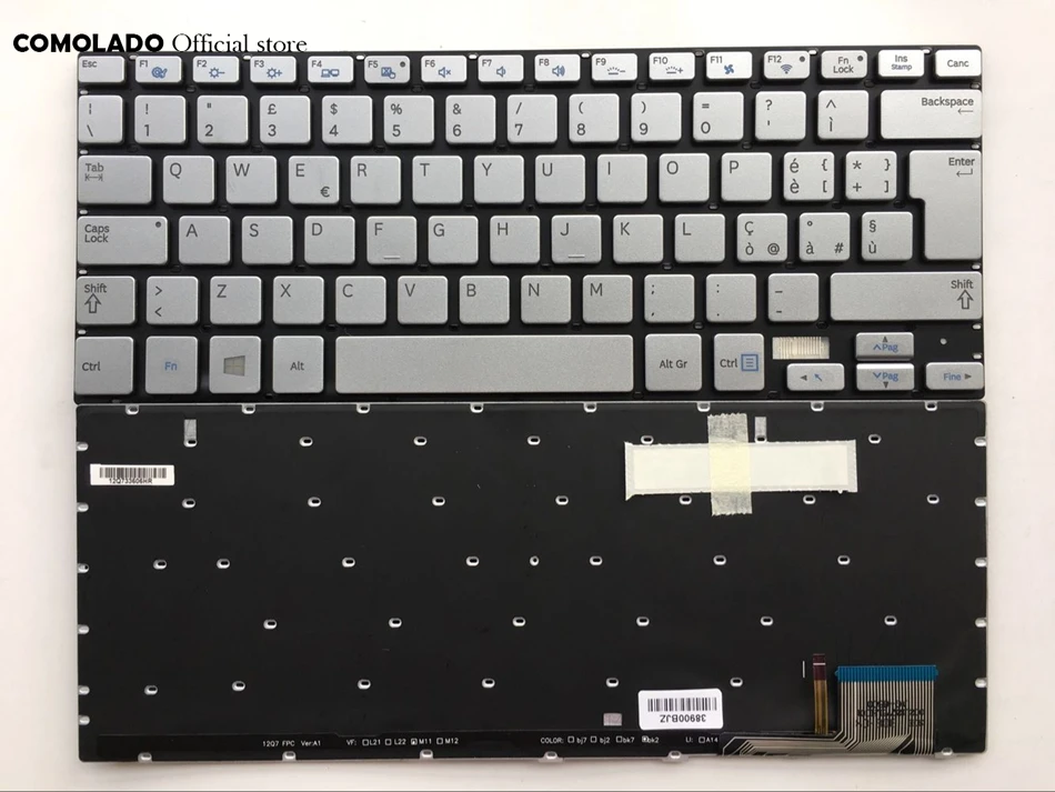 Итальянская клавиатура для Samsung 730U3E NP730U3E 740U3E NP740U3E Серебристая Клавиатура