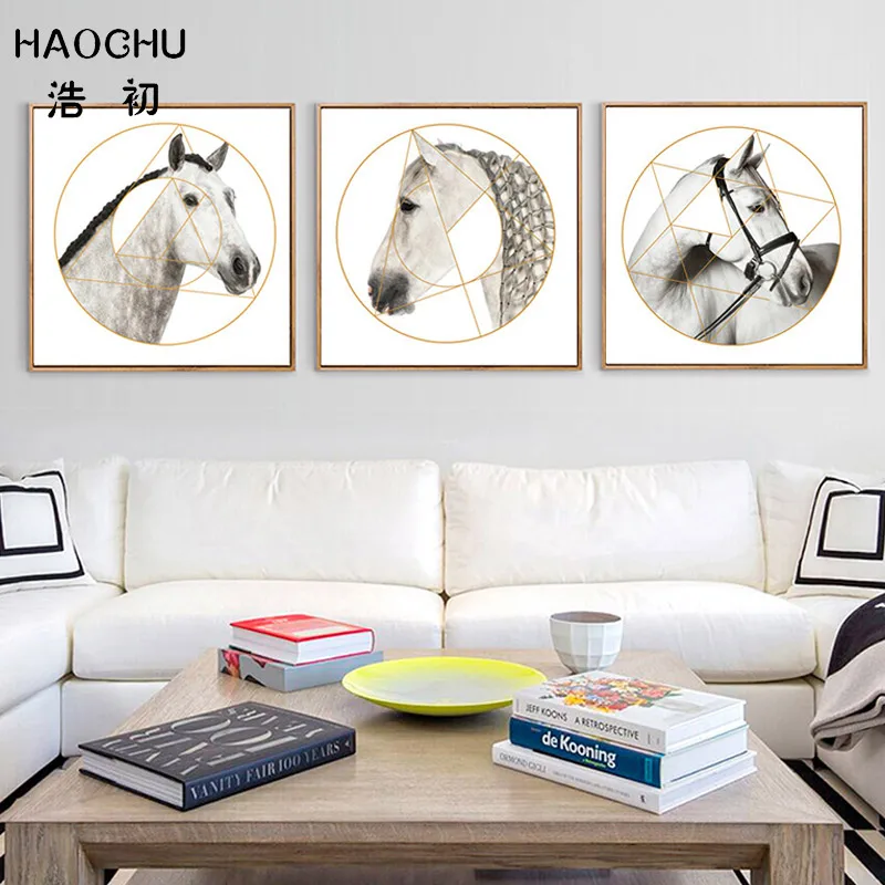 HAOCHU Европейская голова лошади холст живопись кафе Интернет-кафе настенное