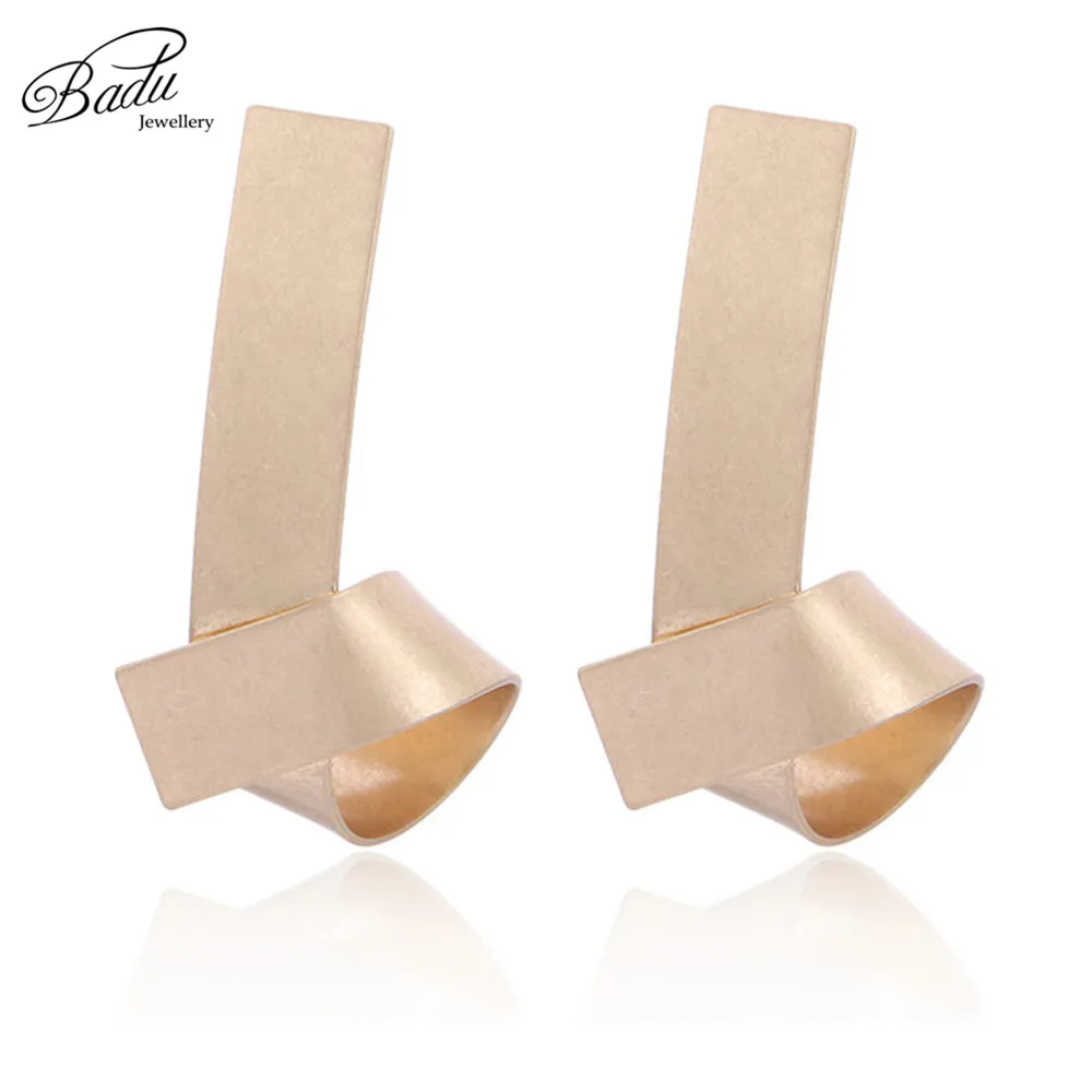 Badu золотые серьги в стиле панк-гвоздики для женщин большой витой узел Корейском