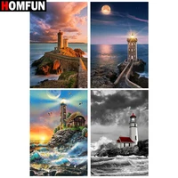 homfun full squareround drill 5d diy diamond painting tower scenery 3d embroidery cross stitch 5d home decor gift