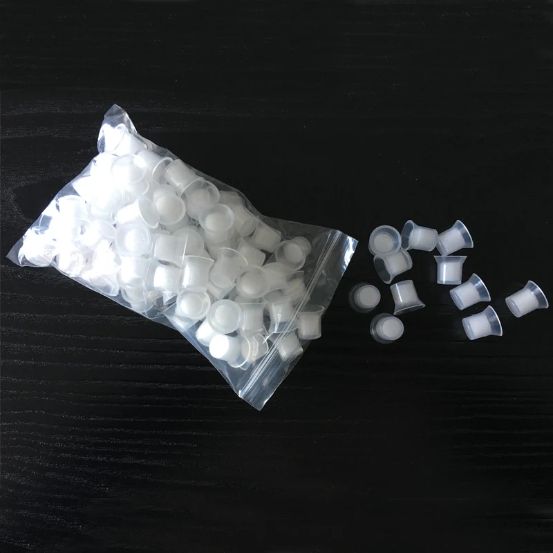 

100pcs Disposable Tattoo Ink Cup Pigment Caps with Sponge Microblading Accesories Tattoo Tool Holder Permanent Makeup Eyebrow 3D
