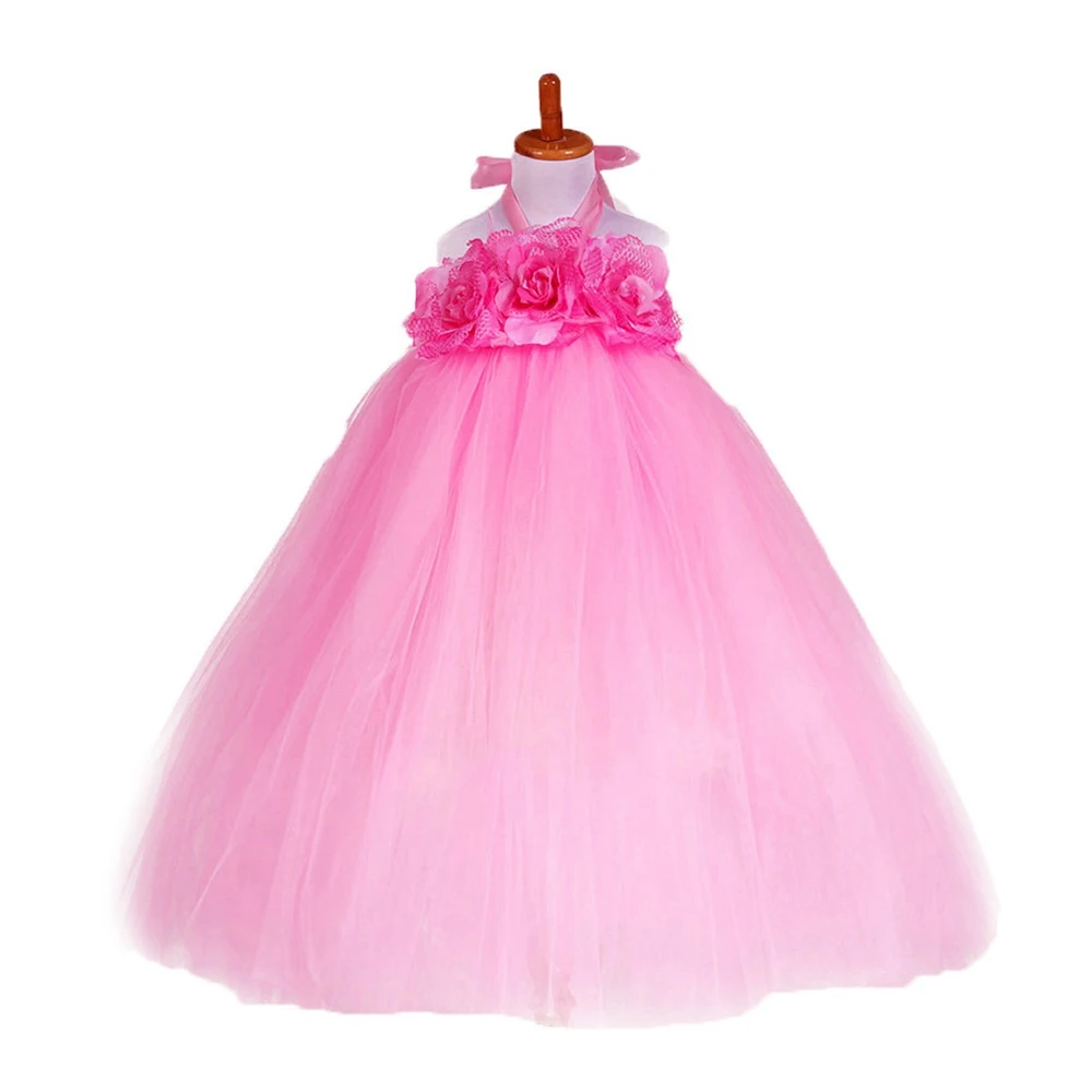 

Длинное платье-пачка для девочек, детское фатиновое платье с цветочным рисунком для дня рождения и свадьбы, Детский костюм для выступлений, ...