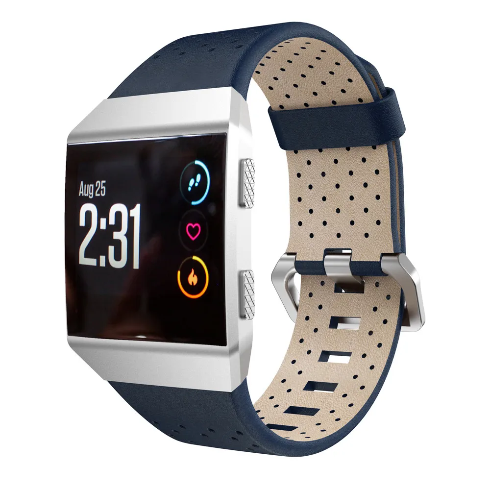 Navy Для Fitbit ионные перфорированные кожаные аксессуары браслет быстросъемный ремешок для наручных часов модный мужской браслет - Цвет: Navy