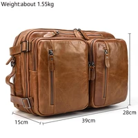 men business briefcase soft genuine leather man laptop handbag 3 use multifunctional cowhide shoulder messenge bag for male tote