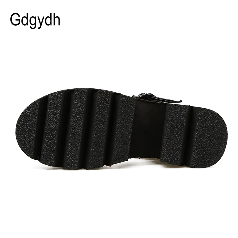 Gdgydh/модные летние женские босоножки с ремешком на щиколотке; обувь на платформе с открытым носком; женские черные уникальные вечерние туфли на высоком толстом каблуке; Размеры 35-40
