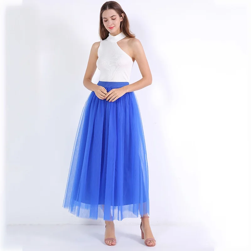 royal blue Вечерние поезд; модные женские туфли со шнуровкой, для сказочной принцессы; наряды с 4 слоя 100 см вуаль Тюлевая Юбка Bouffant Паффи модная юбка длинные юбки-пачки - Цвет: royal blue
