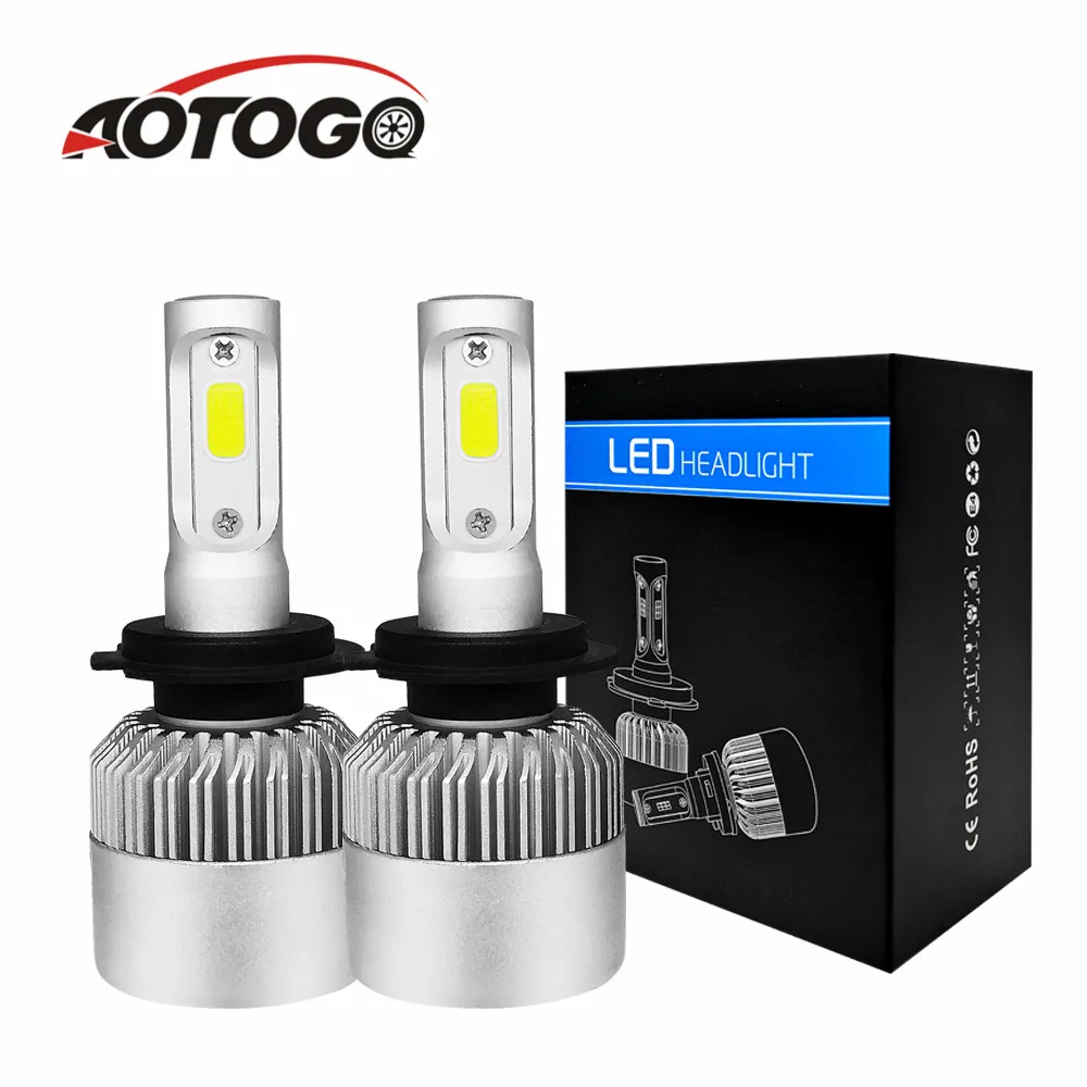 Aotogo 2 шт. Автомобильный светодиодный светильник s лампы H4 H7 HB3 H11 Светодиодный H1 H8 H9