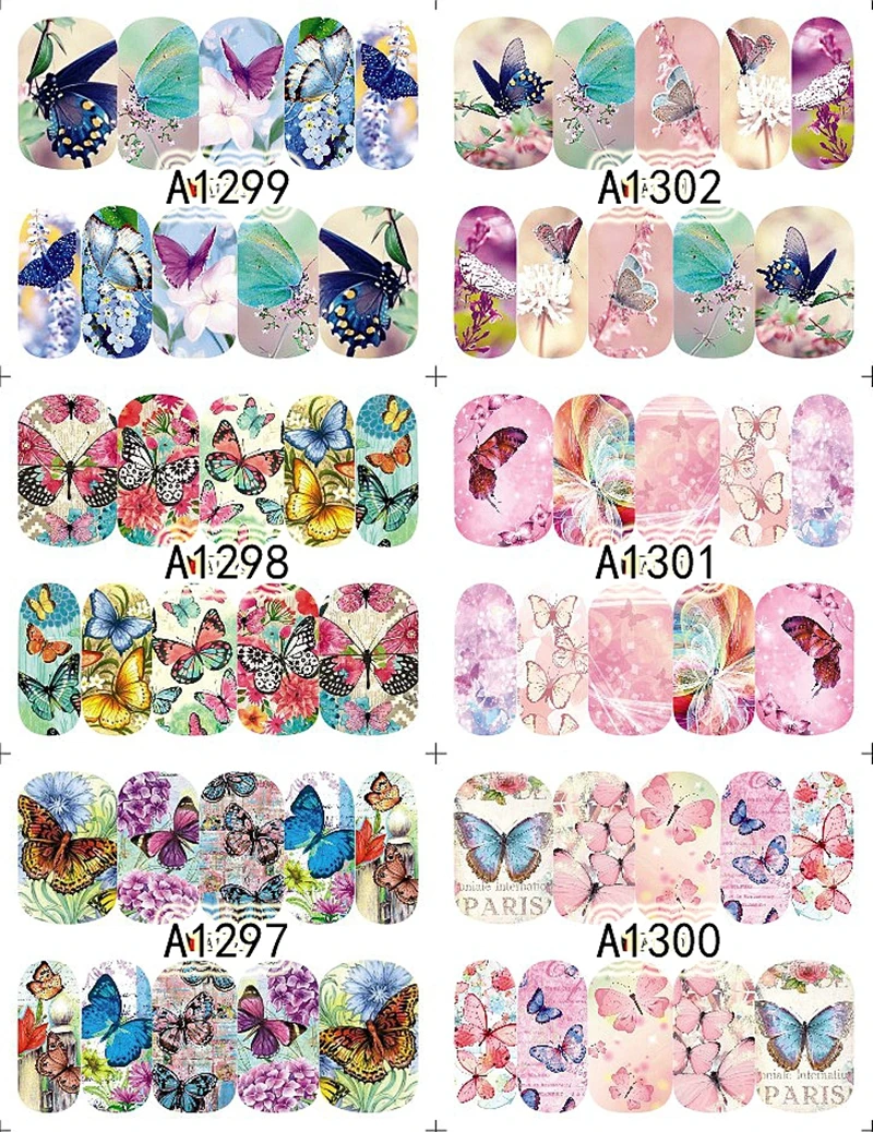 Наклейки для ногтей с красивыми бабочками|nail art water transfer|water transfer stickerstransfer sticker |