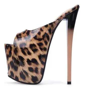 Leopard Print SDTRFT/Женская обувь с закрытым носком, шлепанцы с открытым носком, свадебные туфли-лодочки на тонком каблуке 20 см, sapato feminino, прозрачные туфли на высоком каблуке-шпильке - Цвет: Leopard Print