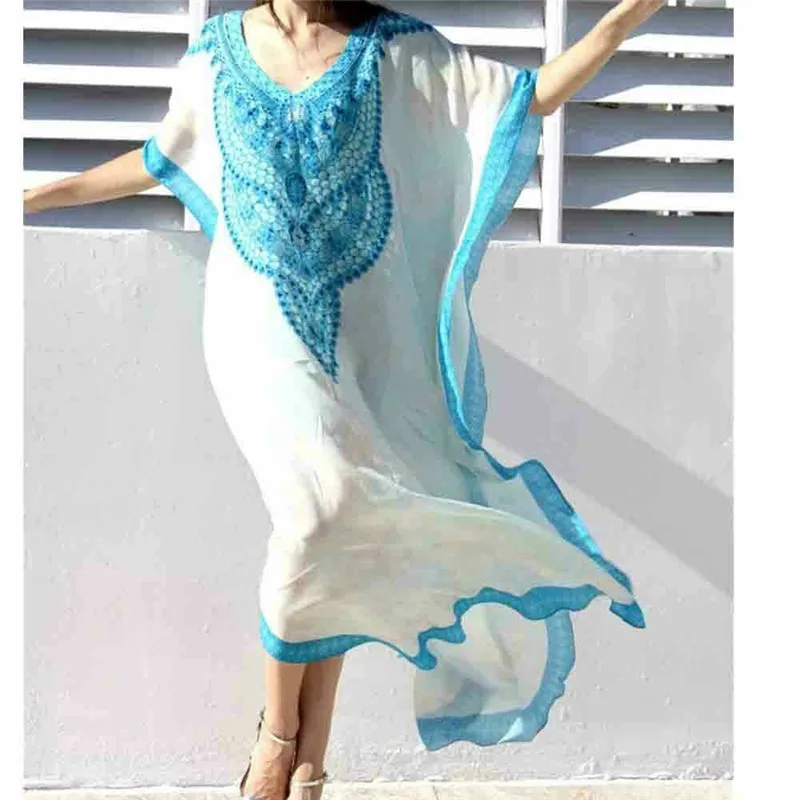 

hirigin new Womens printed Cover Up Long bohemian blouses female fashion long tops ladies casual v-neck Beach style shirts