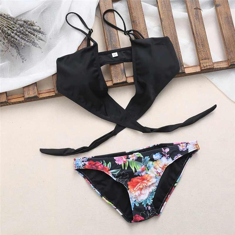 Лето бикини купальник женский сексуальный принт пляжные купальники пуш ап