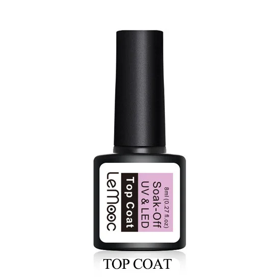 Top Coat 8ml LEMOOC основа и верхнее покрытие УФ гель лак для ногтей 8 мл Прозрачный впитывающий праймер Гель-лак для нейл-арта маникюра - Цвет: Top Coat 8ml