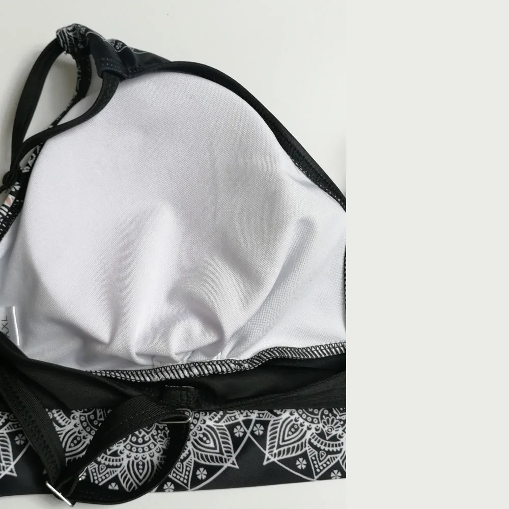 Большие размеры облегающий бикини с рисунком купальник верх на бретельках