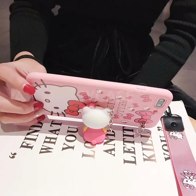 SYCASE милый мультфильм Розовый Котенок Мягкий чехол для iPhone X Xs Xr XsMax 6 6s плюс 7 8 Чехол