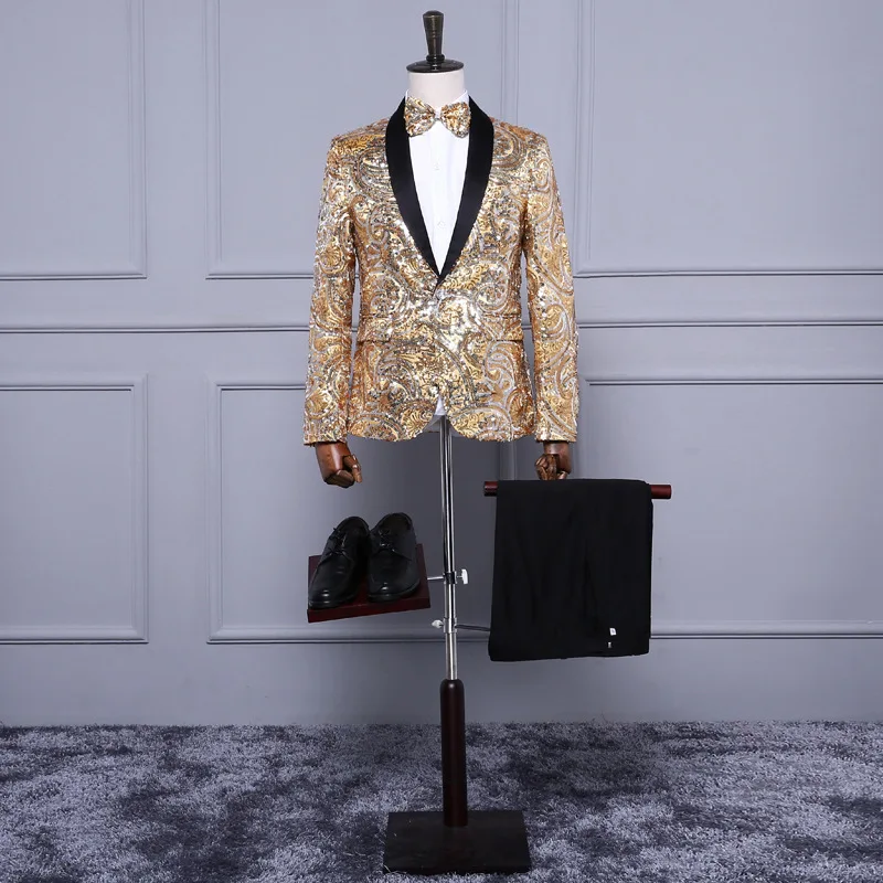 Новый 2017 Золотой Желтый Блестки с длинными рукавами для свадебной вечеринки