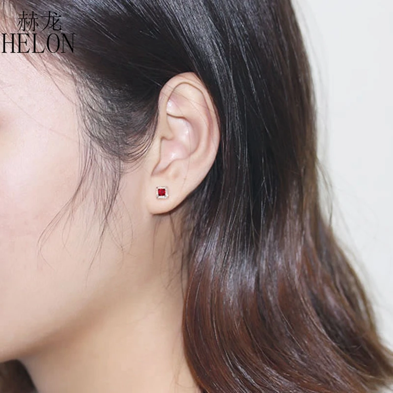 Женские серьги-гвоздики с натуральным Рубином однотонные серьги из розового