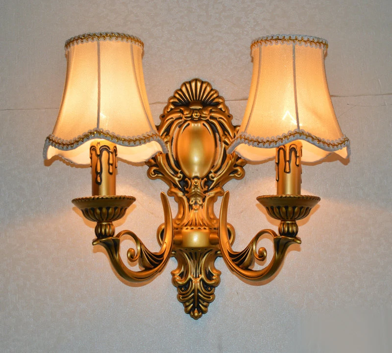 Европейский Винтажный настенный светильник E14 из латуни и железа с двойным