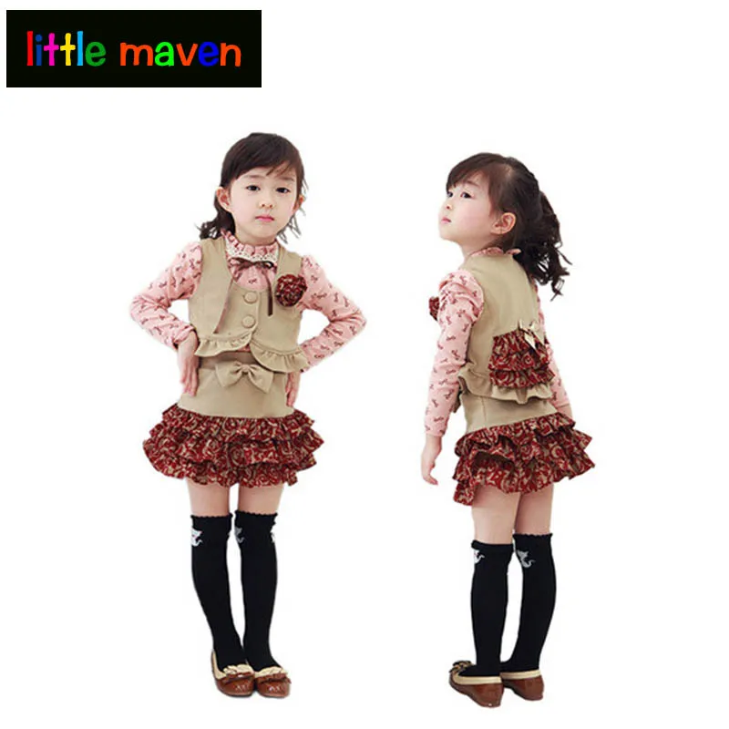 Коллекция 2017 года Осенние комплекты одежды из 3 предметов толстовка + жилет юбка