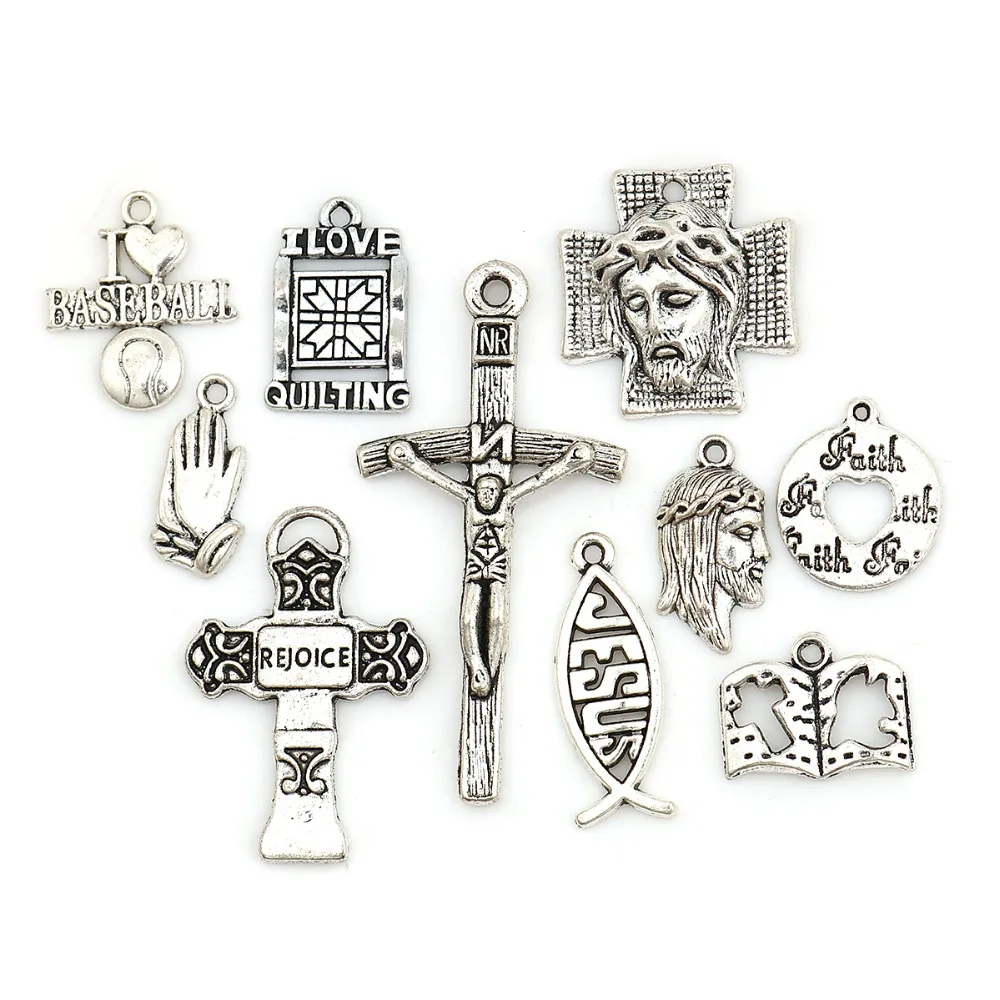DoreenBeads модные подвески из сплава цинка Смешанные Серебряные Цвета Religion DIY Charm 5 1x2 cm