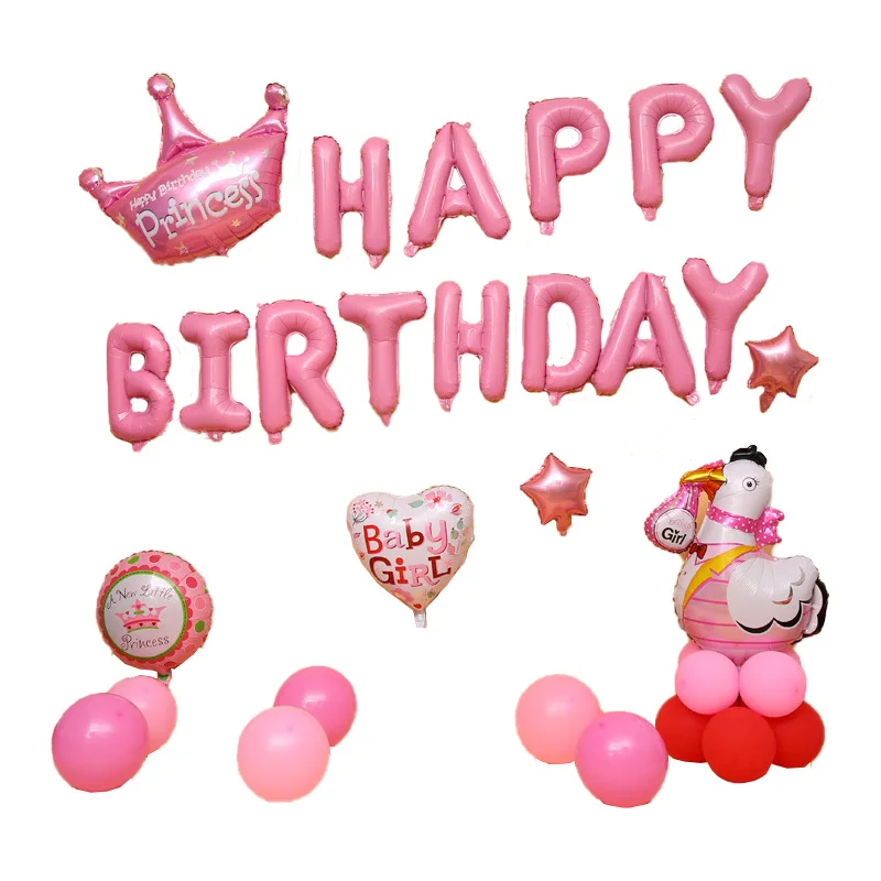 16 дюймов с днем рождения Фольга шары Baby Shower поставки с днем рождения Свадебная вечеринка украшения алфавит воздушные шары 327 - Цвет: Pink 2