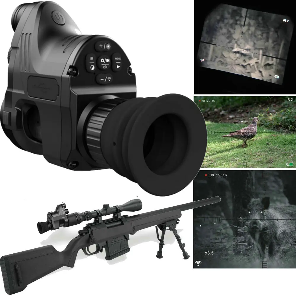 Оптическая система ночного видения Монокуляр для Riflescope w/Wifi APP 200M Range NV Scope 850nm IR взгляд ночного видения охотничья цифровая камера