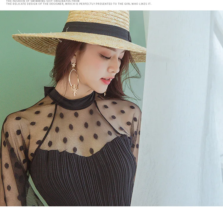 Цельный купальный костюм с пуш-ап, пляжная одежда для женщин, плавленый купальник,, одежда для плавания, женская одежда с длинным рукавом сзади, Ins, черный, корейский стиль, лоскутные