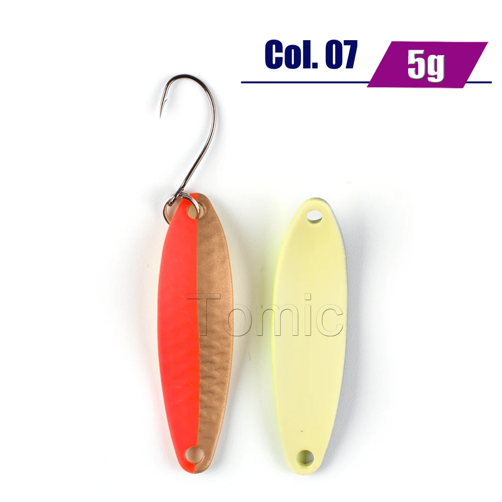 Tomic 5g stream trout area fishing spoons metal bait long casting narrow glowing colors freshwater hard lures spinner | Спорт и