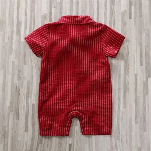 2019 Brand Newborn Baby Boys Wedding Party Bow Formal Romper New Striped Short Sleeve Gentleman Jumpsuit Outfit Boy Clothes |