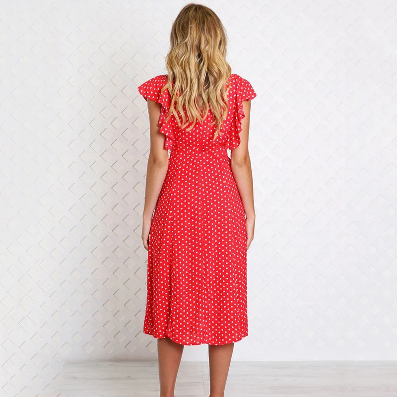 Женское платье в горошек LOSSKY черное облегающее пляжное средней длины с