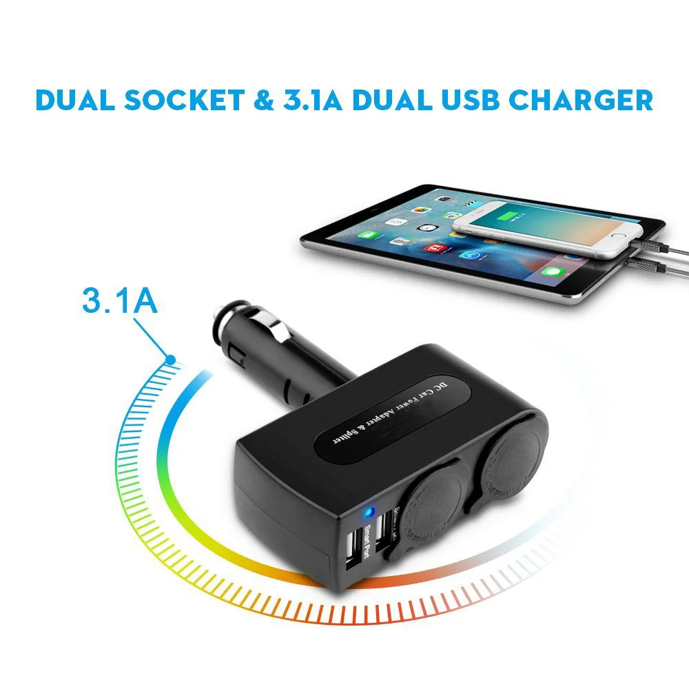 USB Автомобильное переходник для зарядного устройства 2 гнездо автомобильного