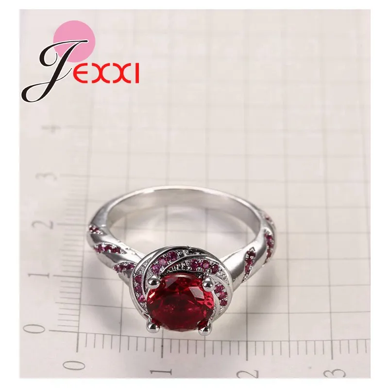 Bijoux аксессуары для пальцев женщин серебро 925 пробы Красный CZ Кристалл Камень